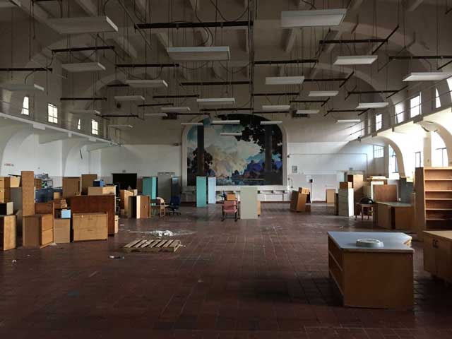 inside the old dining hall are still lots of old drawers and filing cabinets.