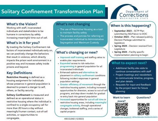 Solitary Confinement Transformation Plan