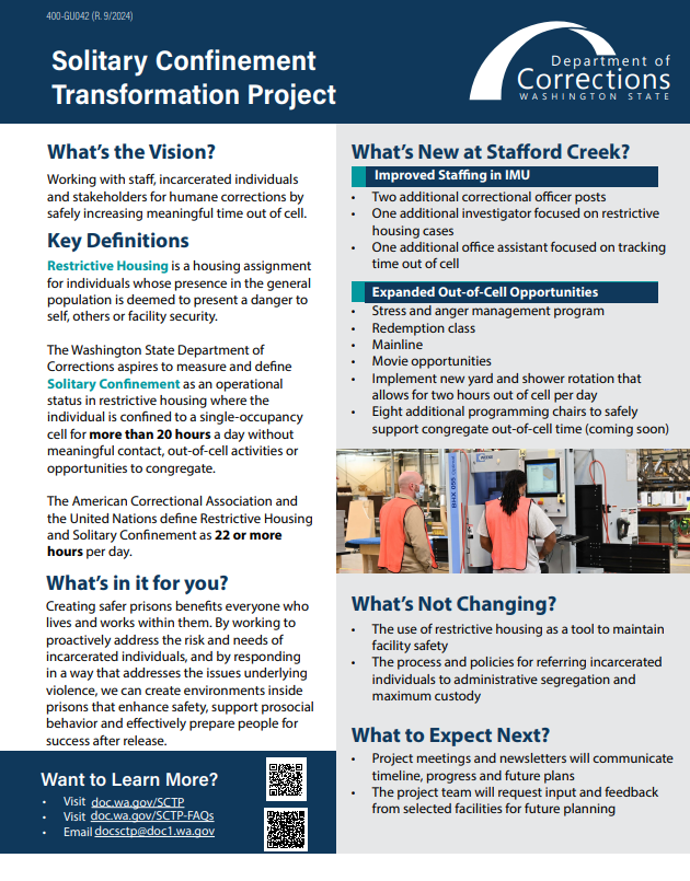 Solitary Confinement Transformation Plan