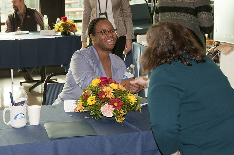 Women sitting at a table talking