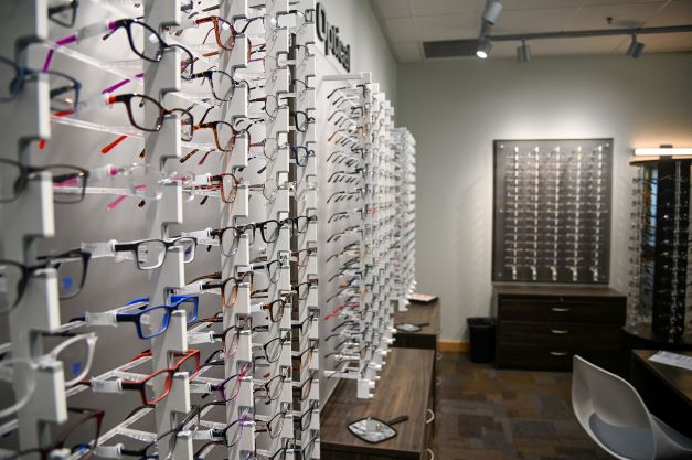 rack of eyeglasses
